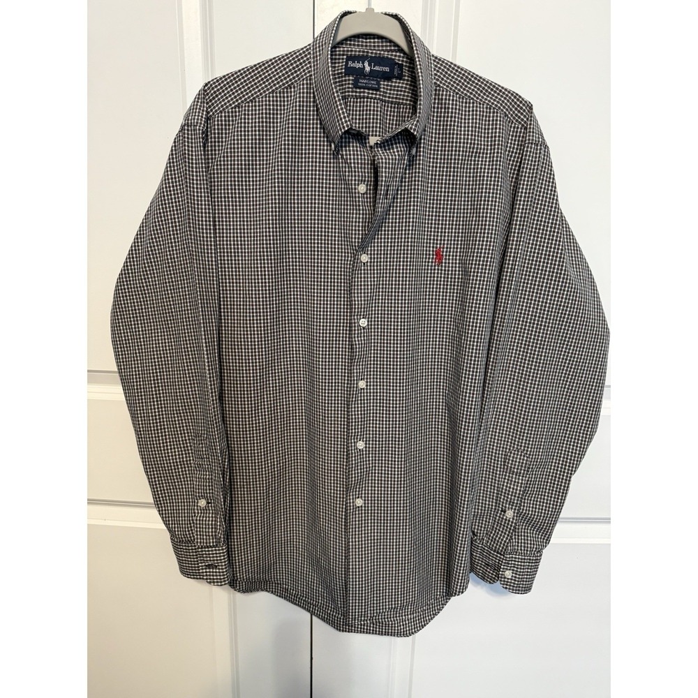 Ralph Lauren Marlowe Size L Men's Long Sleeve Shirt Checks EUC Button Up Cotton